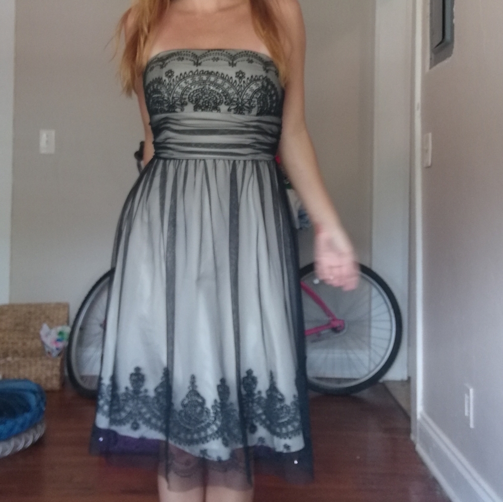 Strapless beaded black David's bridal dress